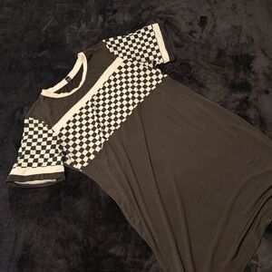 Checkered Black and White T-Shirt Dress